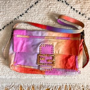 FENDI JUMBO WHIPSTITCH OMBRÉ RAINBOW BAGUETTE BAG!